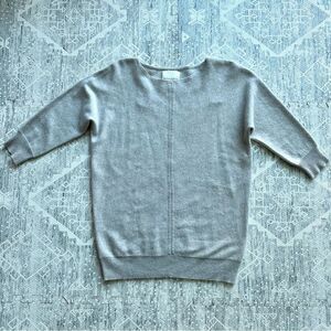 Cynthia Rowley Lagenlook Classic Cashmere Scoop Neck Sweater Size S Oatmeal Grey